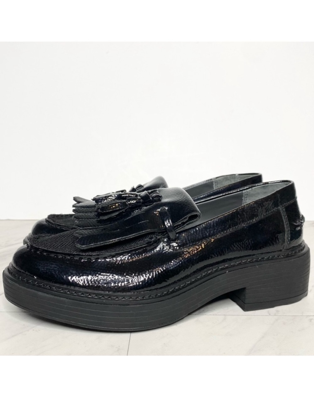 Franco Sarto Kili Black Patent Platform Loafer 6M